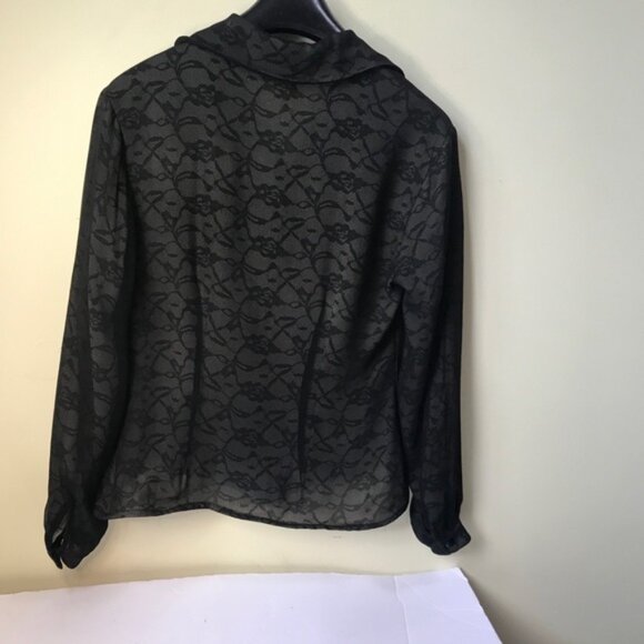 Annie Alexander Silk Lace Print Shirt Blouse Top Neutral Button Graphic Light S - Picture 2 of 12